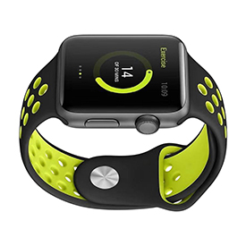 BeHello Silicone Sport Strap for Apple Watch 42mm and 44mm Black and Yellow