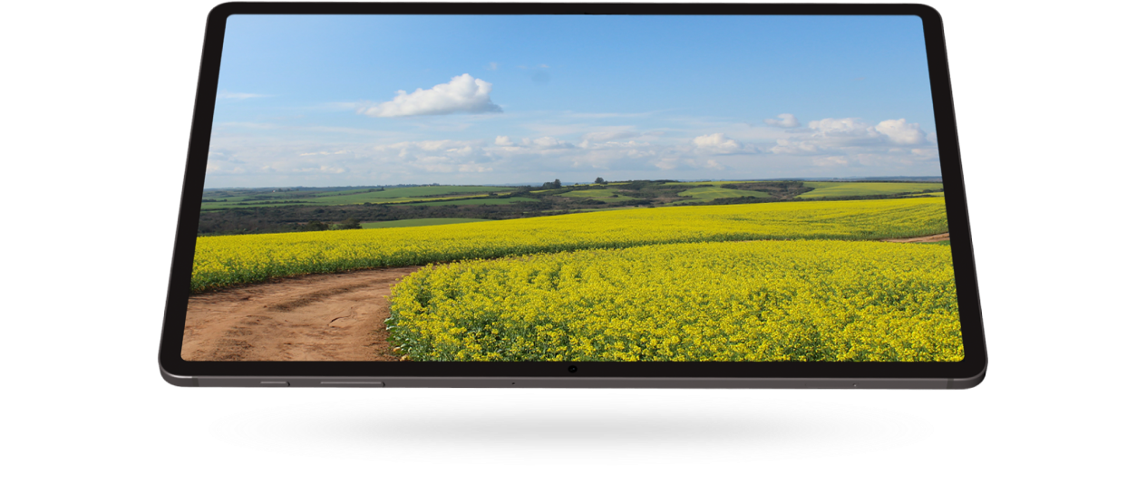 Tab S9 displaying a bright vibrant picture of a field